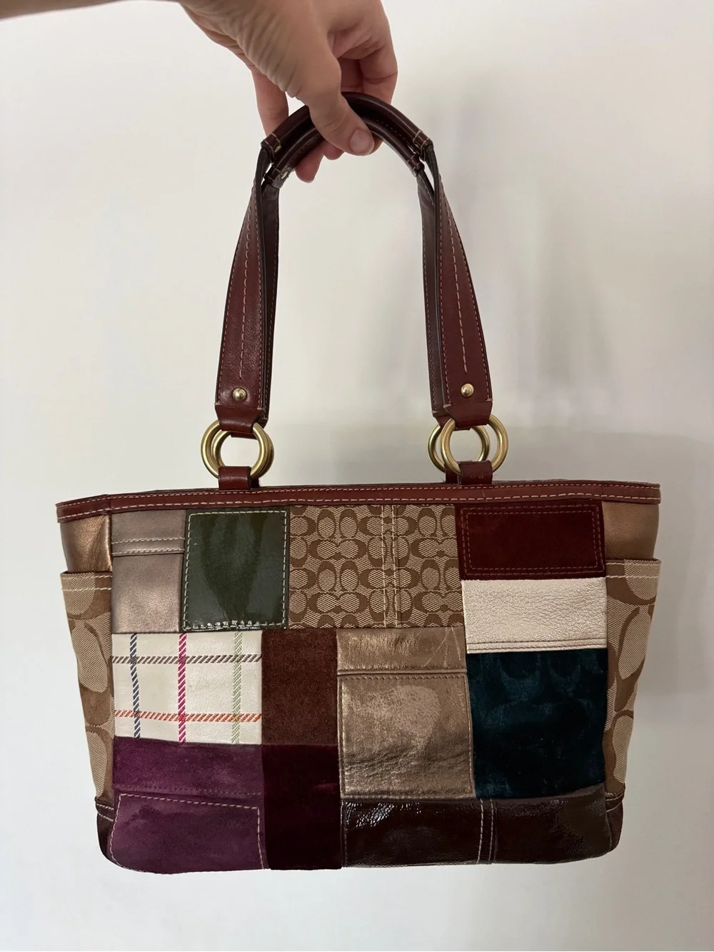 Vintage Coach Holiday Patchwork Gallery Tote 11358 Y2K